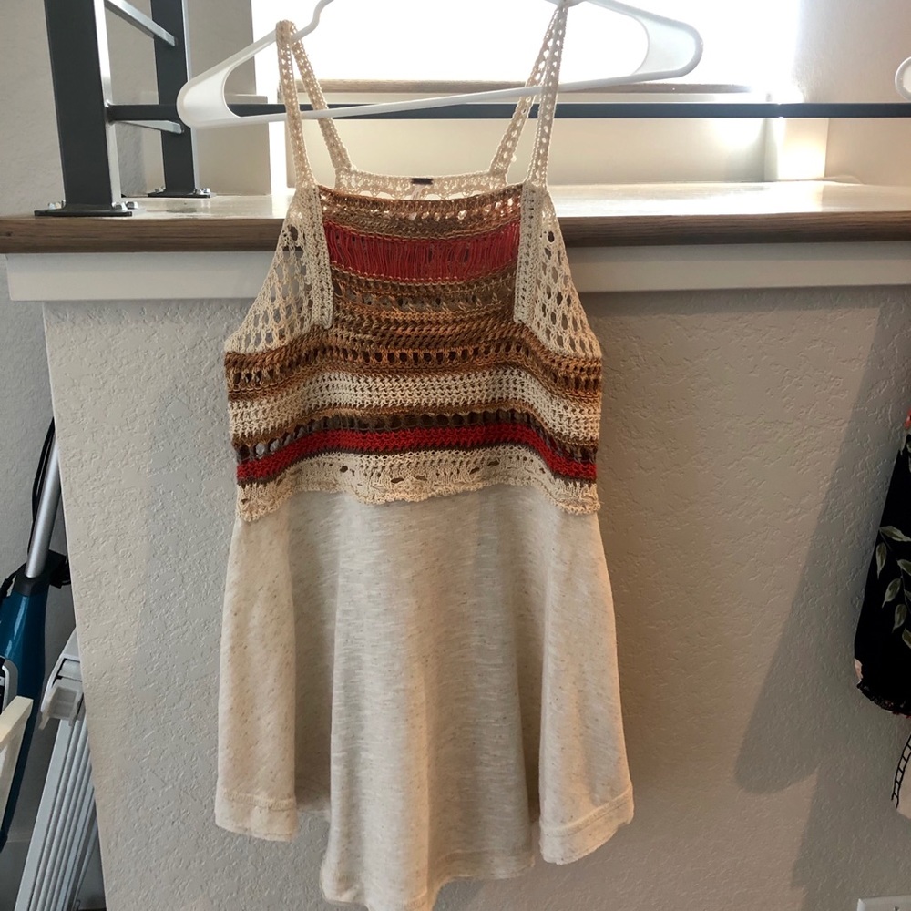 Free People Crochet Knit Swing Tank